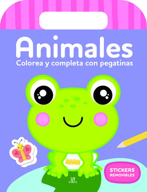 ANIMALES, COLOREA Y COMPLETA CON PEGATINAS- STICKERS REMOVIBLES